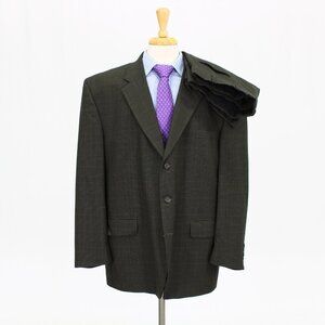 Stafford 50R 42x26 Green Check 3-Button Suit R349